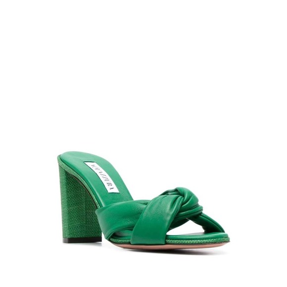 Aquazzura Shoes - Aquazzura Olie 85 mm Mule Sandal in Malachite 40